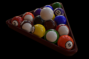 Pool Balls And Triangle Rack