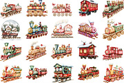 Watercolor Christmas Train Clipart, an Illustration by Designking (Thumbnail 2 of 4)