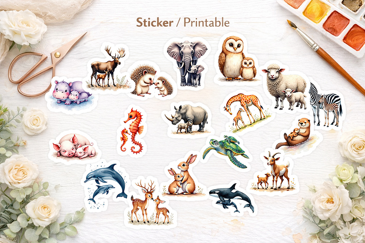 Mom and Baby Animal Sublimation, an Illustration by Artnoy (Photo 5 of 8)