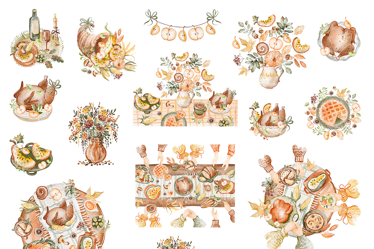 Thanksgiving Watercolor Collection, an Object Graphic by LenArt (Photo 5 of 14)