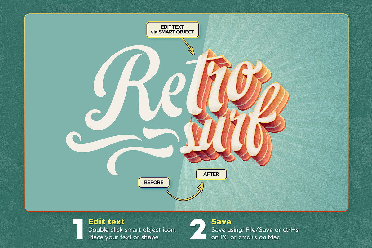 Retro Surf Text Effects, a Branding & Logo Template by Andrew Skoch Design (Photo 2 of 9)