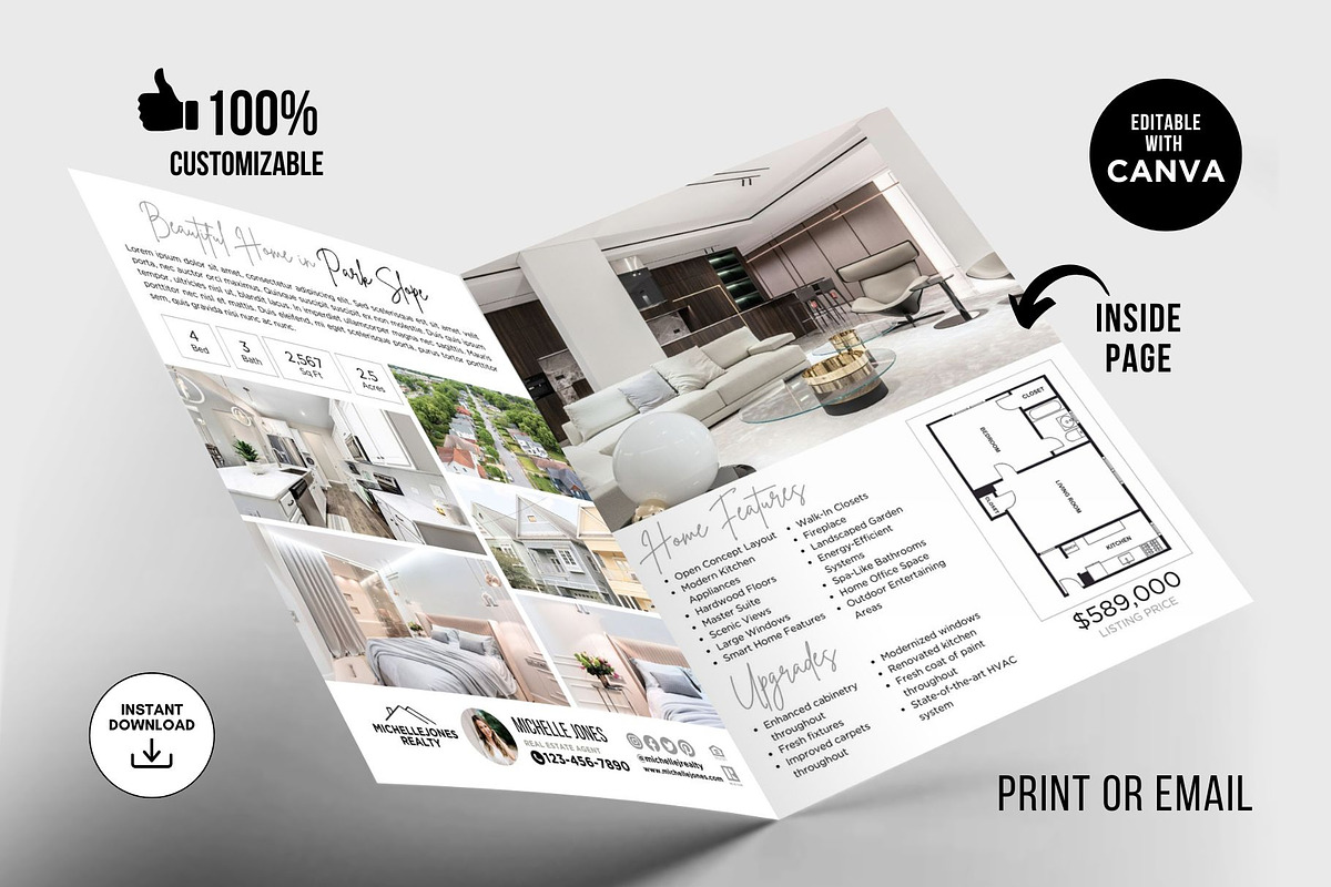 Luxury Real Estate Brochure Canva, a Brochure Template by CreativeVinesStore (Photo 4 of 7)