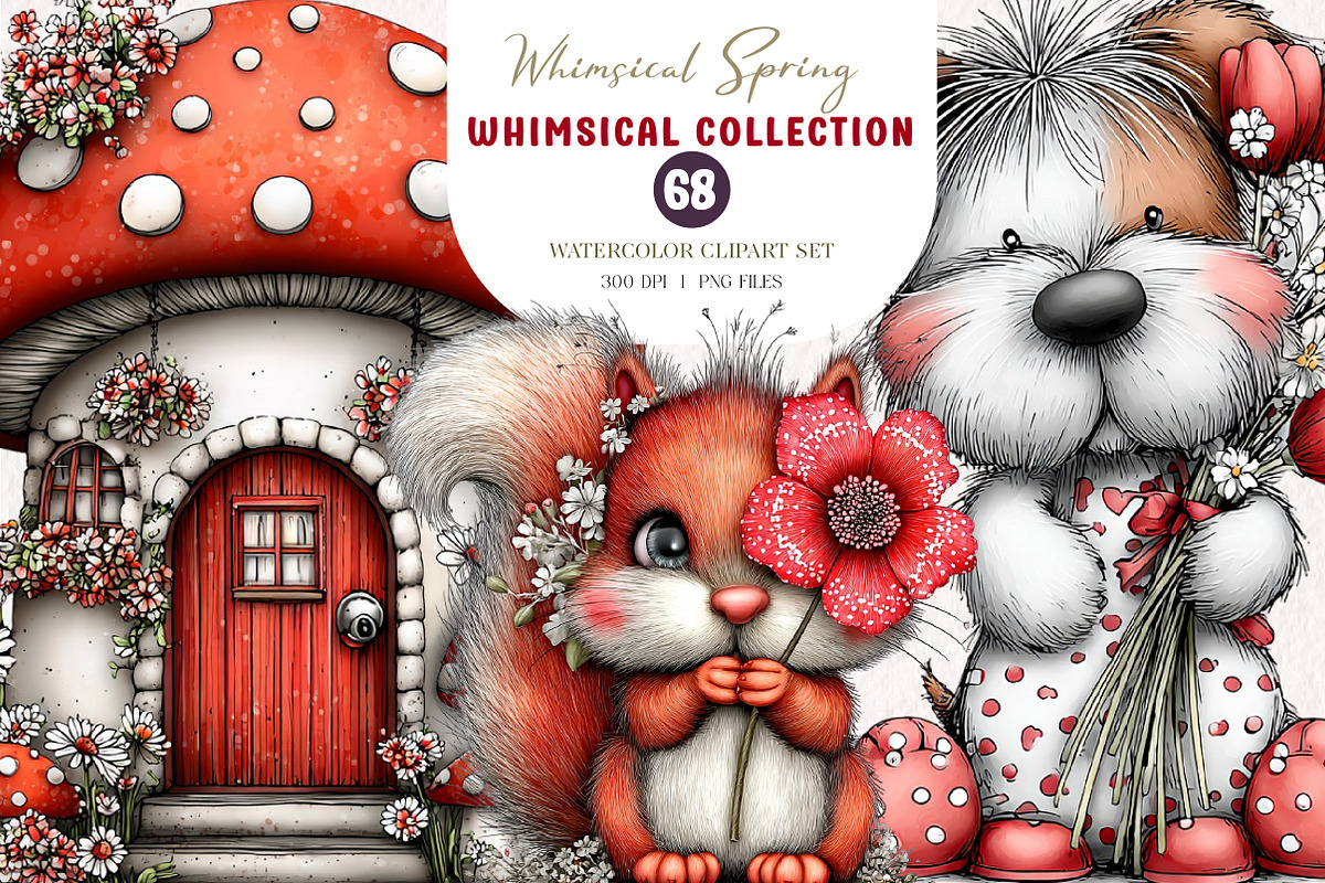 Whimsical Spring Clipart Bundle, an Illustration by CreationArt (Photo 1 of 7)