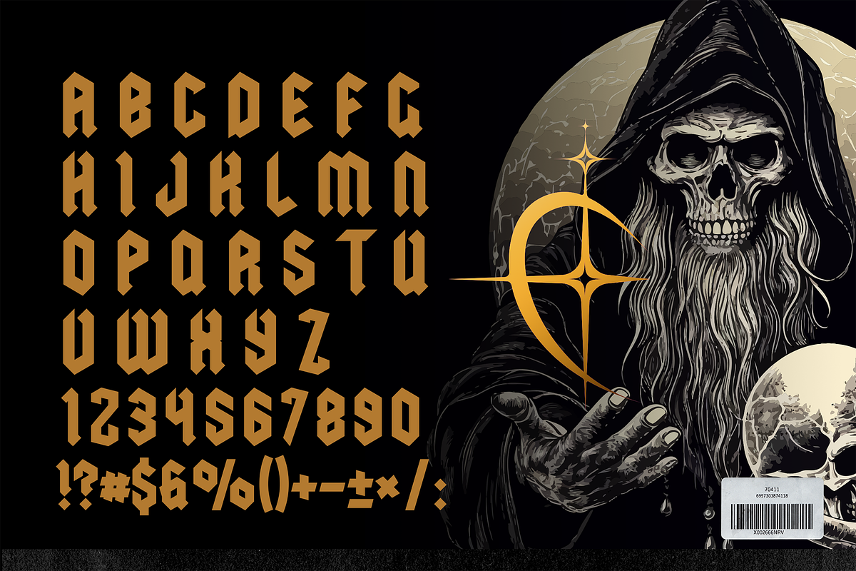 GRIND MODERN BLACKLETTER METAL FONT, a Blackletter Font by dansdesign (Photo 3 of 7)