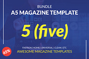 BUNDLE | A5 Magazine Template, a Magazine Template by GreenDesign