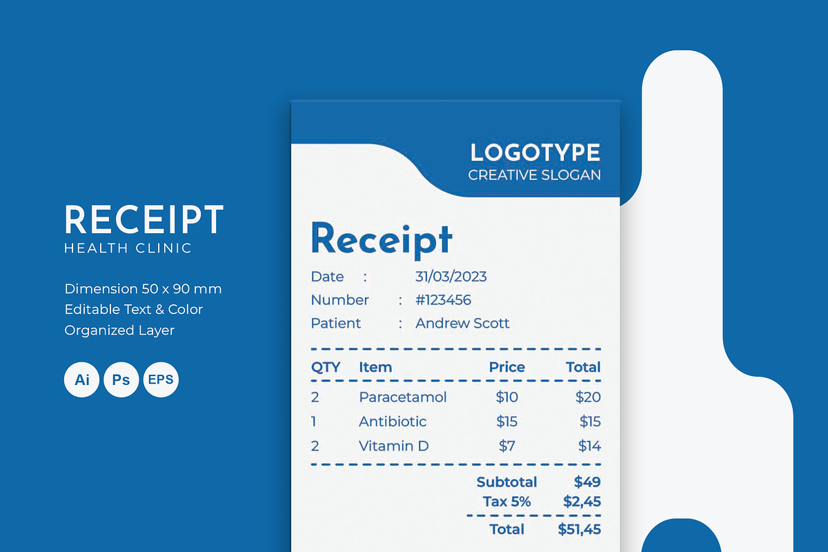 Health Clinic Receipt, a Design Template by VUNIRA (Photo 1 of 3)