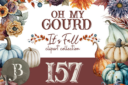 Oh My Gourd Fall Pumpkin Clipart Set, a Graphic by JBArt Clipart
