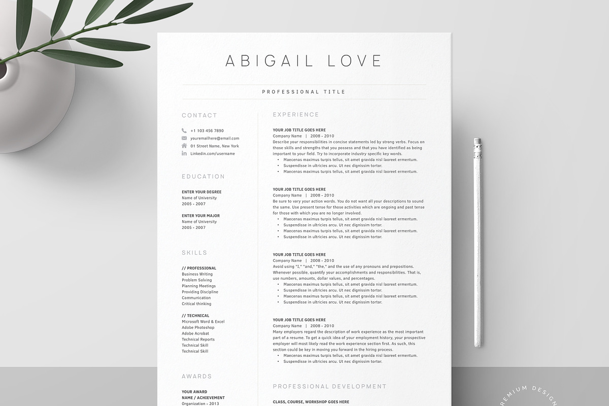 Clean Resume Pack | Word, Pages, a Resume Template by DemeDesign (Photo 1 of 6)