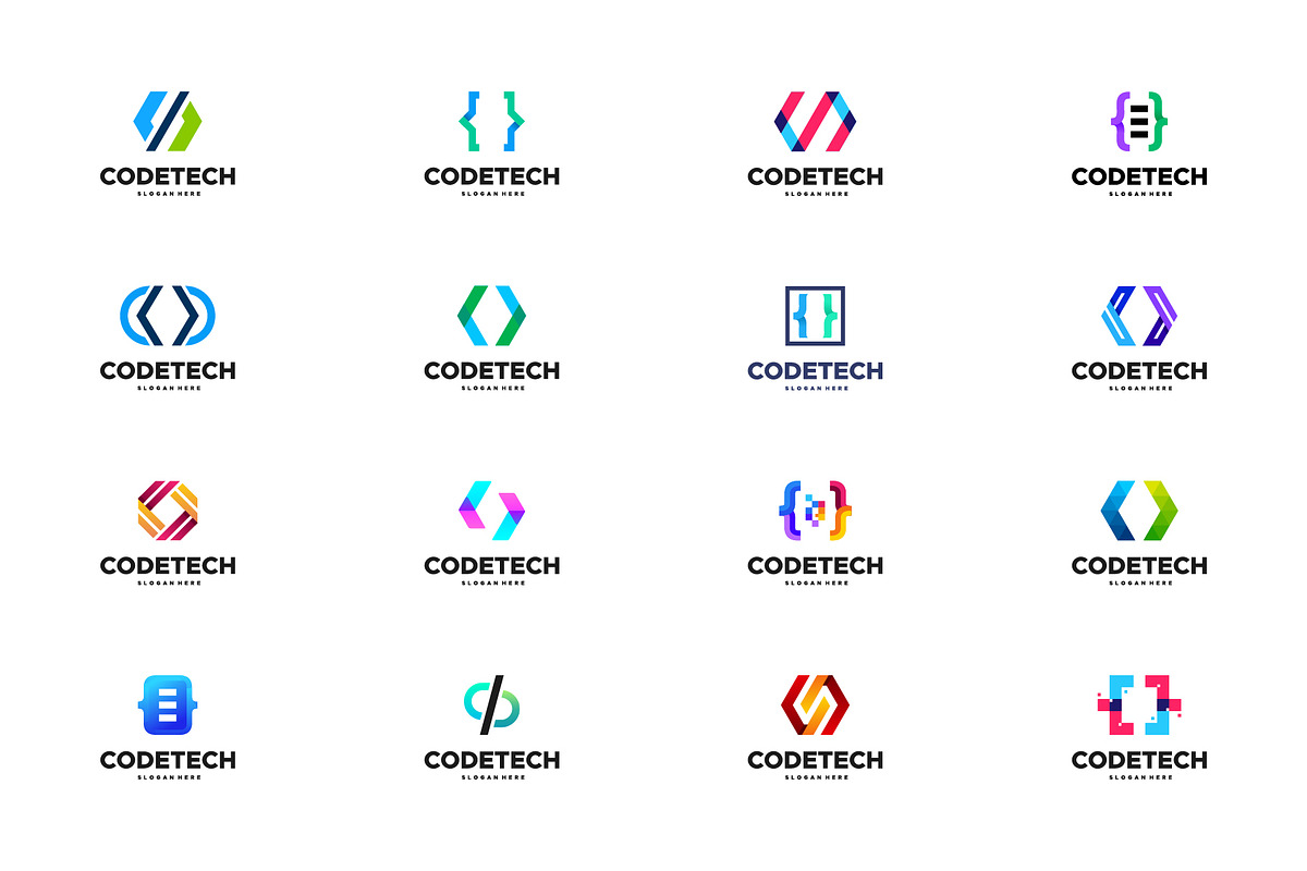 Set of Modern Coding logo designs, a Branding & Logo Template by Lucky Creative (Photo 1 of 5)