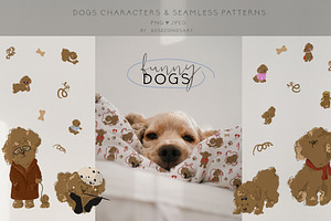 Cute funny dogs Patterns, an Animal Illustration by 60secondsArt
