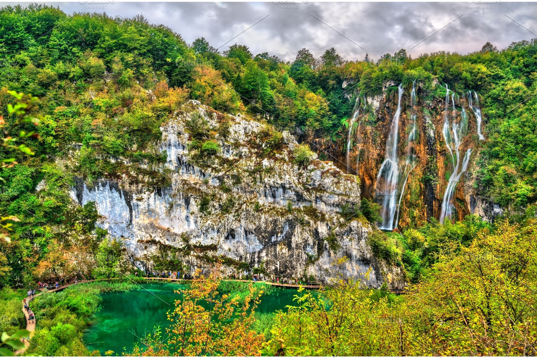 The veliki slap waterfall in containing croatia, waterfall, and plitvice, a Nature Photo by Leonid Andronov