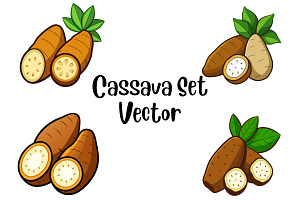 Cassava Set Vector, a Food Illustration by Awieee1