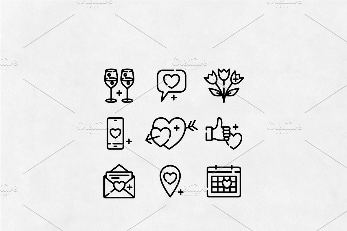 Dating Line Icons, an Outline Icon by Lyolya Profitrolya (Photo 2 of 2)