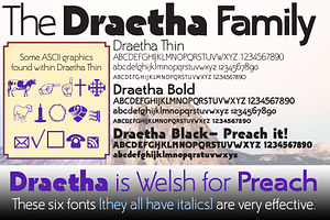Draetha six strong sans fonts