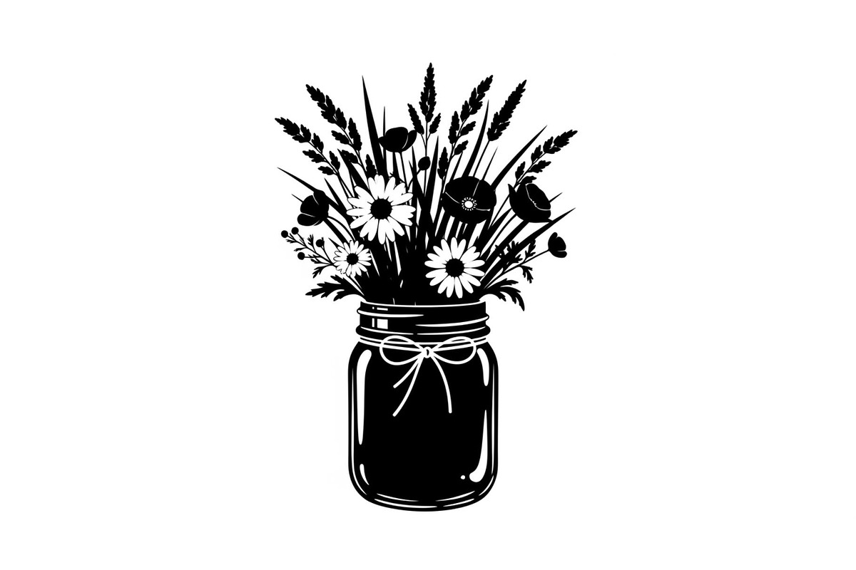 Wildflower Mason Jar SVG Bundle, an Illustration by Designs_River (Photo 6 of 31)