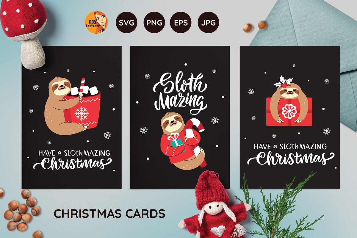 Sloth illustration. Christmas animal, an Animal Illustration by Lettering_Logo (Photo 5 of 7)