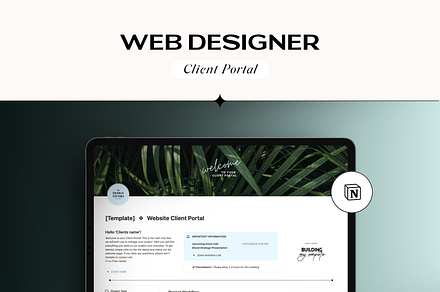 Notion Client Portal Web Designer, a Stationery Template by TheCoastlineStudio