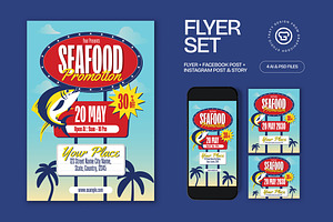 Seafood Restaurant Promotion Flyer, a Flyer Template by graphicook