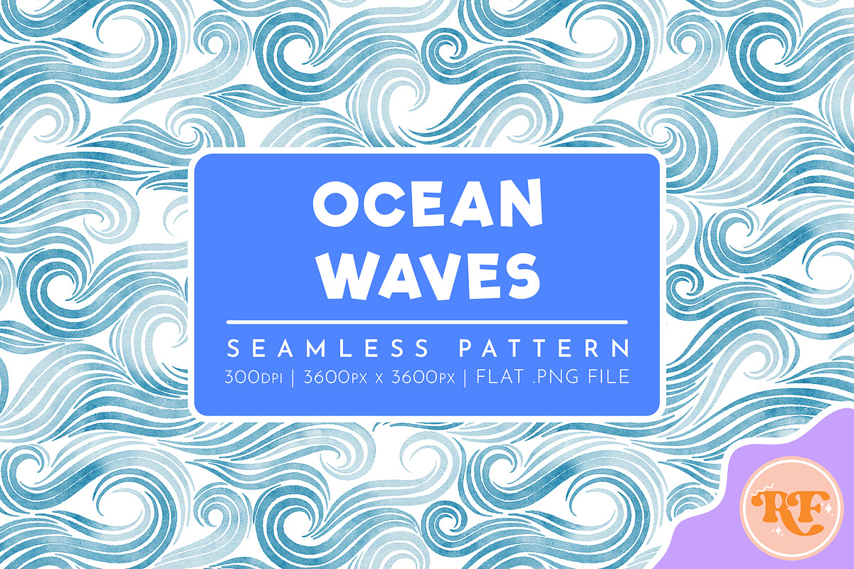 Ocean Waves Seamless Pattern, a Pattern Graphic by Rebecca Flaherty (Photo 1 of 3)