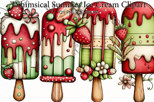Whimsical Summer Ice Cream Clipart, an Illustration by Designworld