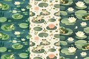 8 Frog Seamless Patterns, a Pattern Graphic by Inknfolly (Thumbnail 3 of 6)