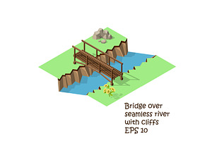 wooden bridge cross river, a Transportation Illustration by piter.goskov