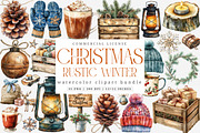 Rustic Winter Christmas Clipart, an Illustration by SinaCreation (Thumbnail 1 of 7)
