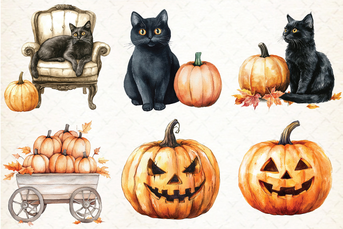Vintage Halloween Clipart Collection, an Illustration by Libby Wishes (Photo 2 of 9)