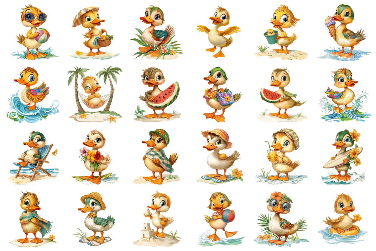 Whimsical Beach Duck Watercolor Clip, an Illustration by designcity5 (Photo 2 of 5)