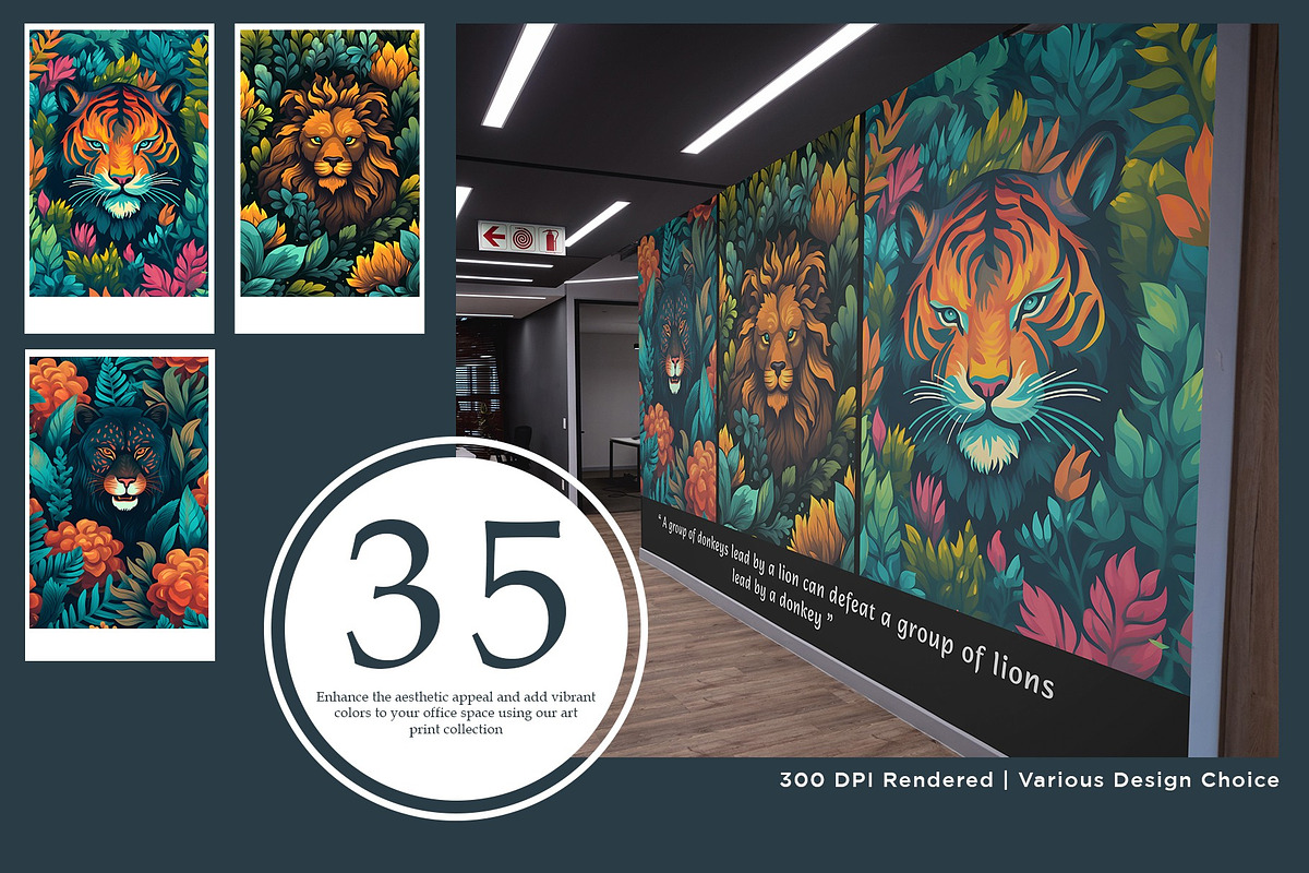 Wild Animal in Tropical Jungle Art, a Wallpaper Graphic by Vibrand Studio (Photo 1 of 10)