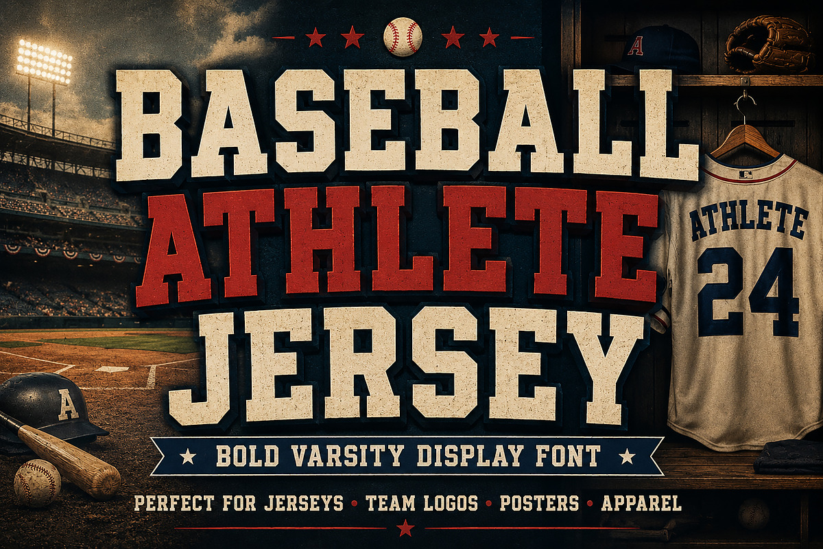 Baseball Athlete Jersey, a Slab Serif Font by Wow Magic (Photo 1 of 5)