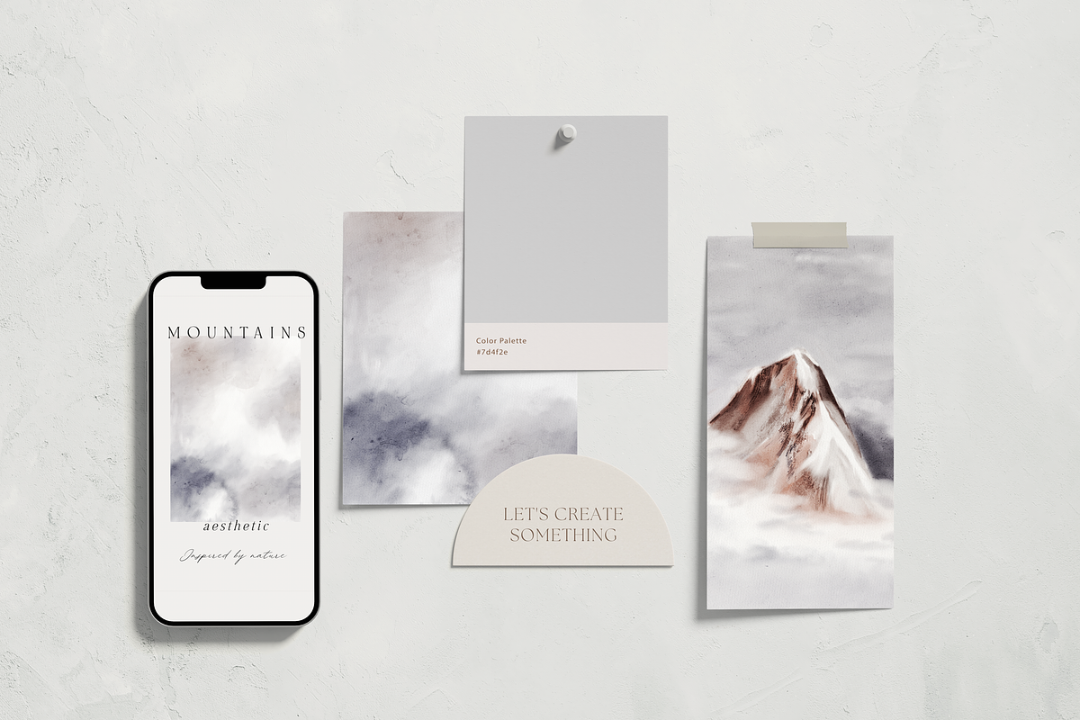 MOUNTAINS aesthetic *watercolor*, a Background Graphic by Youksy (Photo 2 of 16)