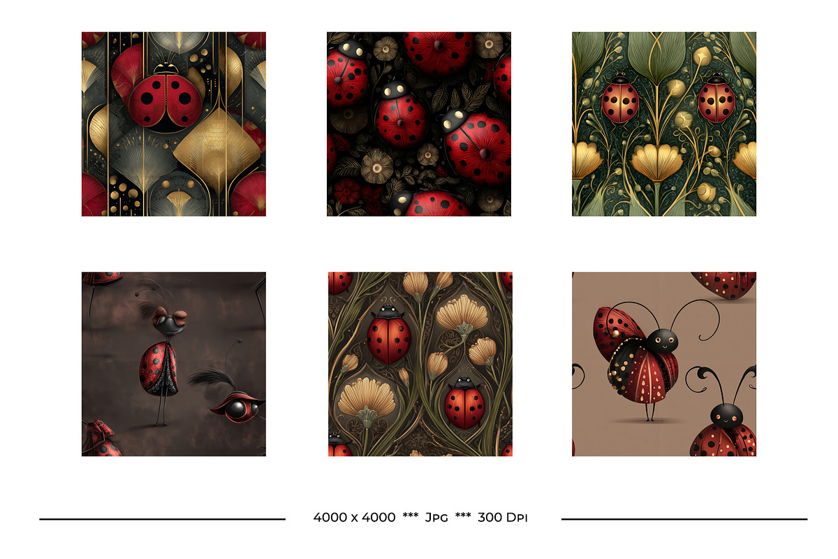 Ladybug Retro Art Style Patterns, a Pattern Graphic by karenfoleyphoto (Photo 7 of 11)