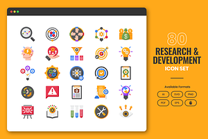 80 Research And Development Icons