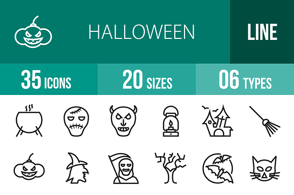 35 Halloween Line Icons