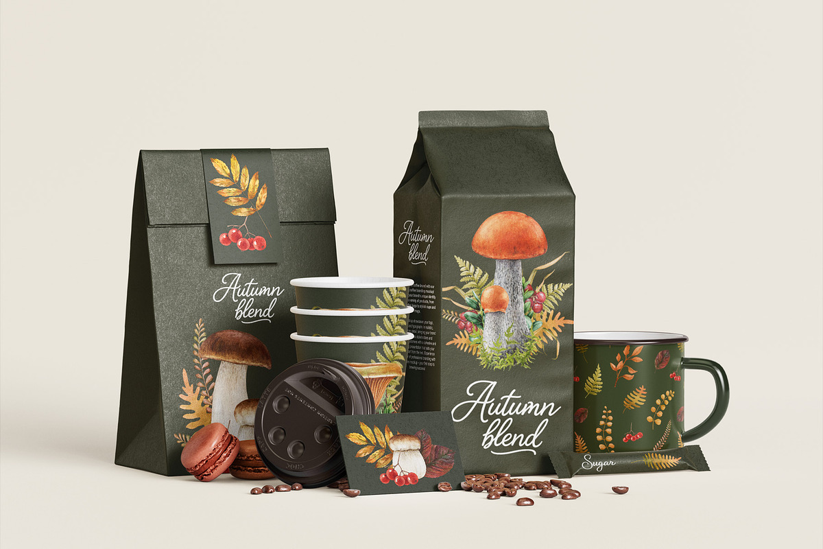 Fall Mushrooms Watercolor Clipart, a Seasonal Illustration by AnitaPol (Photo 3 of 20)
