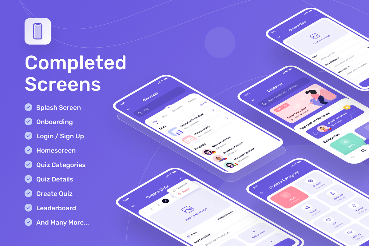 Queezy - Quiz App Mobile UI Kit, an UI Kit Template by dhuhacreative (Photo 8 of 8)
