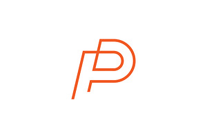Initial letter P Orange Outline Logo