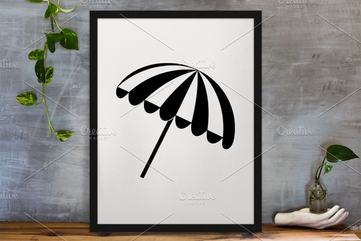 Beach Umbrella Silhouette SVG, an Object Illustration by newminddesign (Photo 3 of 3)