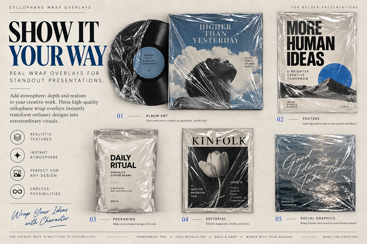 30 Transparent Plastic Wrap Overlays, a Texture Graphic by Designertale (Photo 8 of 10)