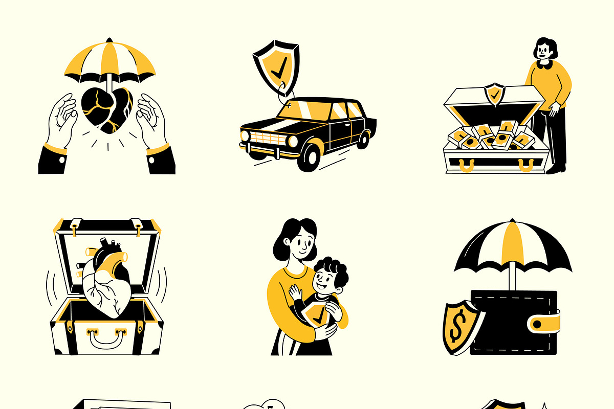 Insurance Drawing Illustration, a Solid Icon by Vectors Market (Photo 9 of 9)