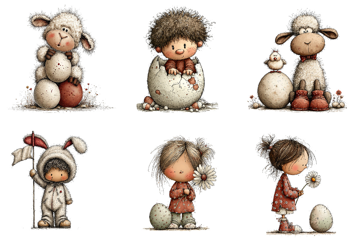 Easter Lamb Whimsical Clipart, an Illustration by CreationArt (Photo 2 of 7)