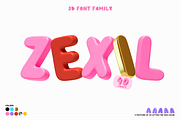 ZEXIL. 3D OTF SVG Font Family., a Symbol Font by Luxfont (Thumbnail 1 of 13)