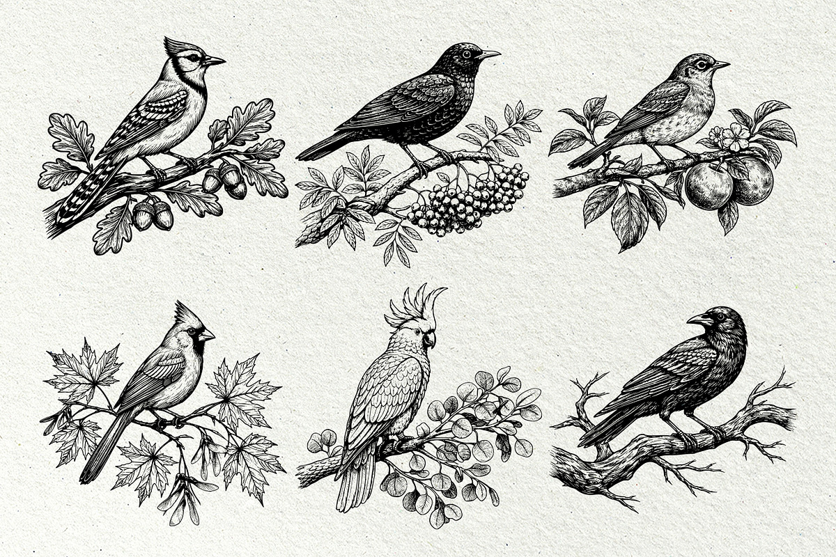 Vintage Bird Line Art Graphics, an Animal Illustration by DENIDigitalArtSudio (Photo 3 of 7)