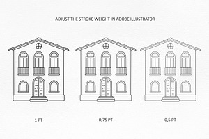 Houses Line Illustration Set