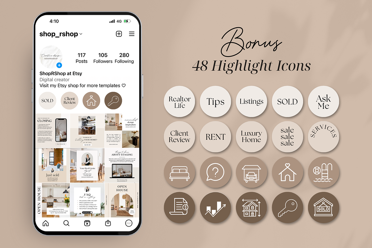 Real Estate Instagram Post Templates, a Social Media Template by ShopRShop (Photo 7 of 10)