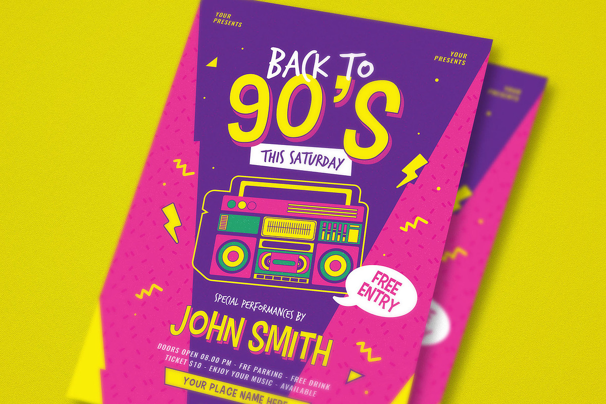 90s Radio Music Flyer, a Flyer Template by Guuver (Photo 2 of 3)