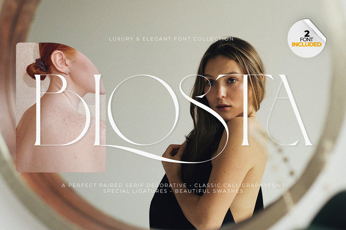 BLOSTA Font Duo//Serif & Script, a Serif Font by Alcode (Photo 1 of 23)