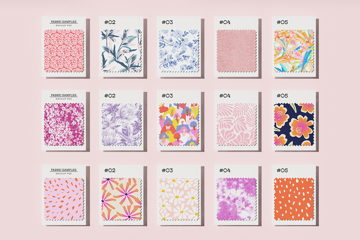 Fabric Swatches Set Mockup, an Advertising Mockup by Hubzway