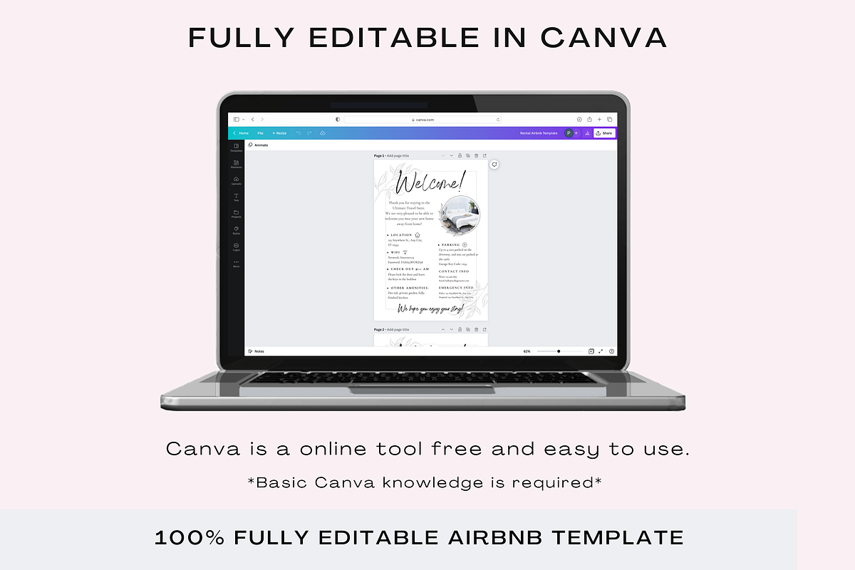 Airbnb Welcome Sign Canva Template, a Templates & Theme by Cosmic Design (Photo 3 of 8)